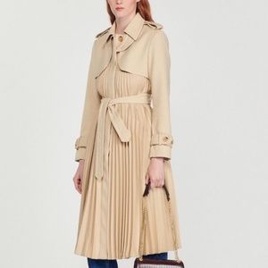 Sandro Beige Pleated Trench Coat